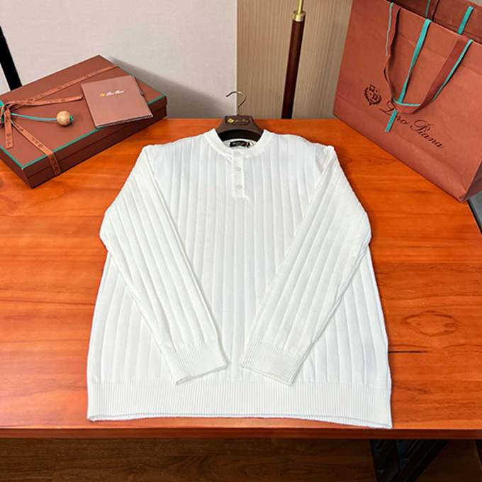 loro piana henley ribbed knit sweater
